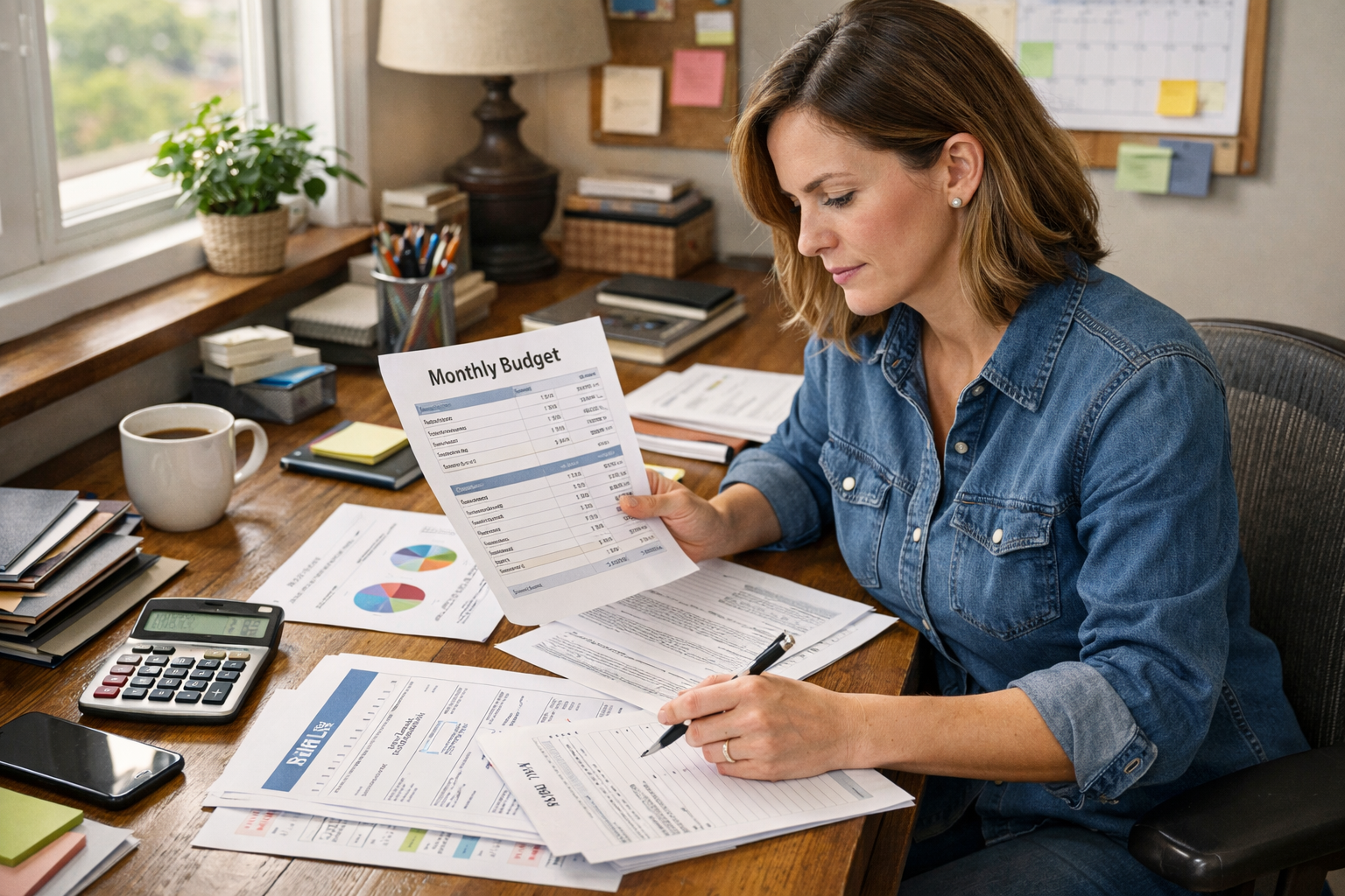 Übersicht verschiedener Budget-Checklisten auf Papier und digital